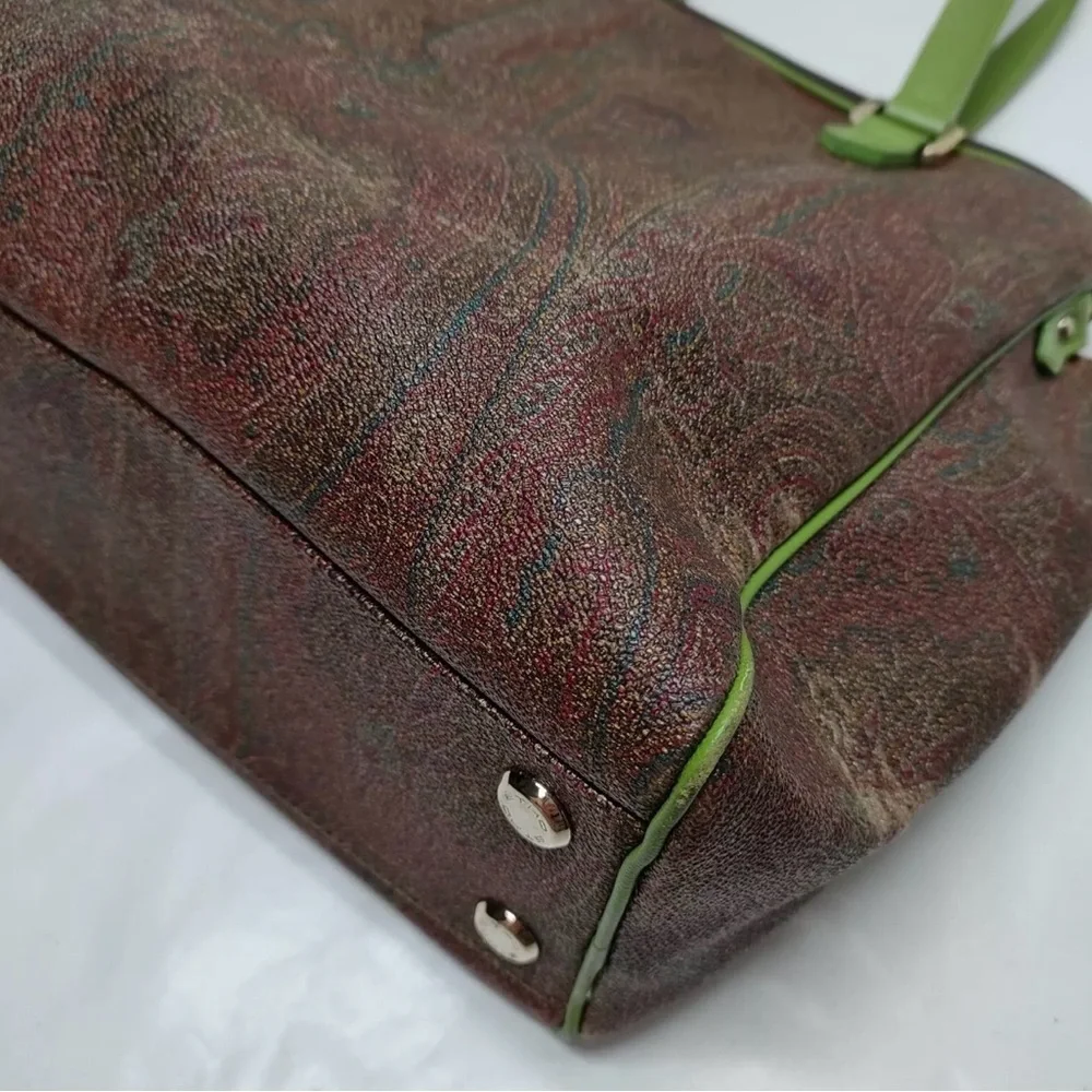 Etro Paisley Print w/ Green Leather Accents